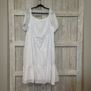 Lane Bryant White Eyelet Midi Dress NWT Sz 20